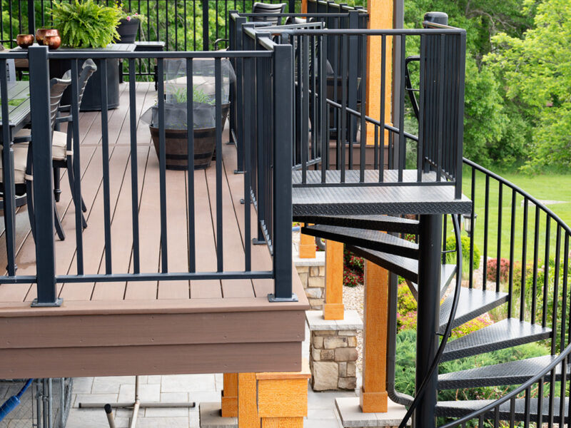 Custom fabricated black staircase of a custom home in Iowa